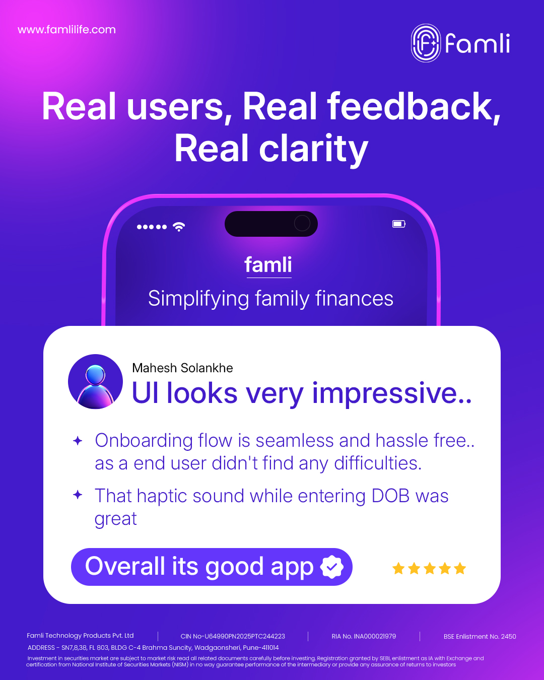 Famli user testimonial