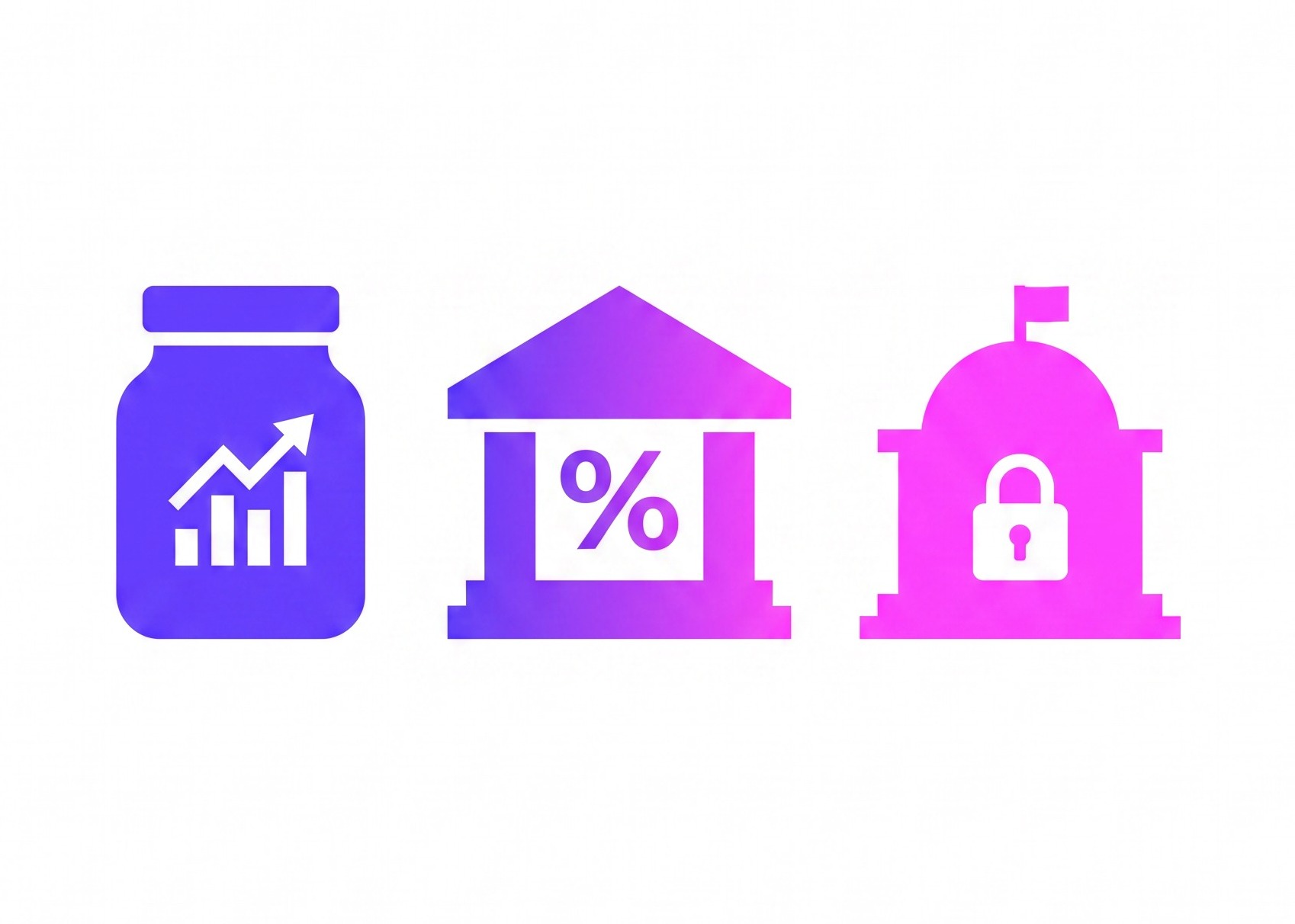 Illustration of a mutual fund jar, a fixed deposit bank icon, and a PPF government savings icon side by side, representing three ways Indian families save and invest